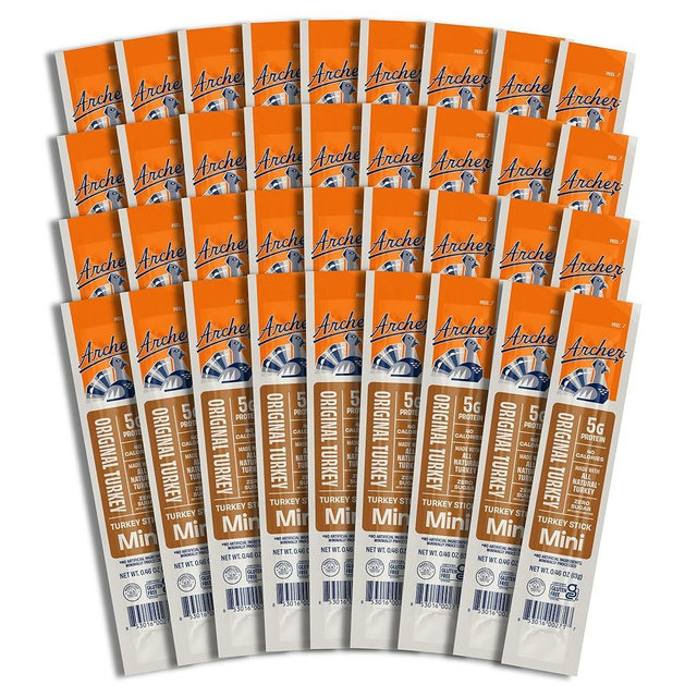 Archer Jerky Mini Turkey Jerky Sticks - All Natural Turkey Sticks, Protein Snack for People, Meat Snack, Gluten Free, Keto, Original Flavor - 0.5 oz (Pack of 36)