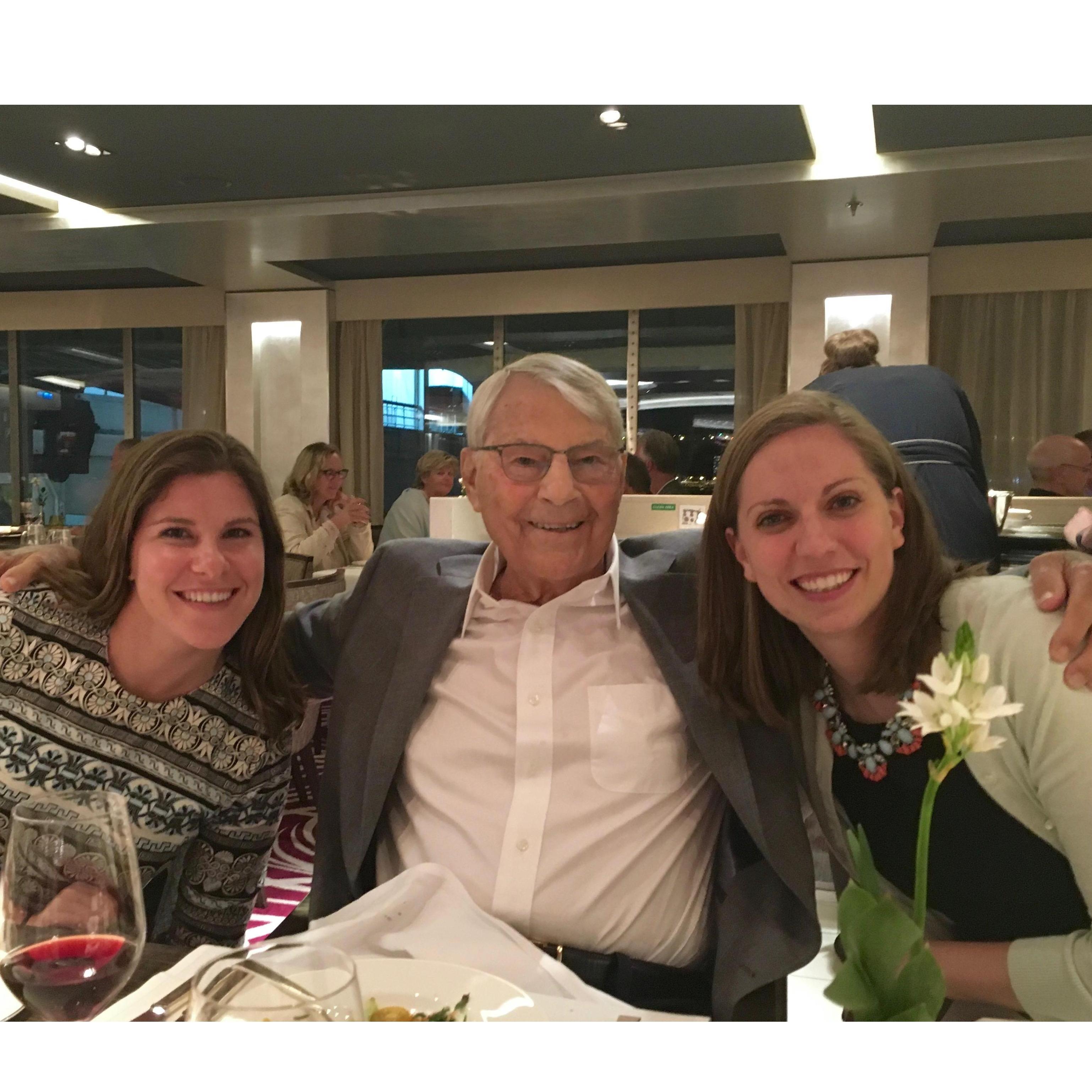 Alex, Opa and Bailey out to dinner!