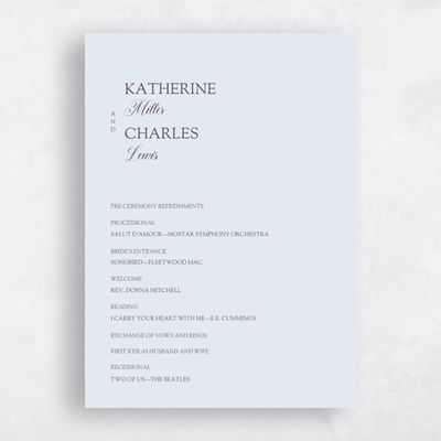 Ice, Blue Wedding Program - Soave