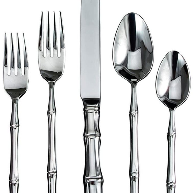 Ricci Bamboo 5-Piece Stainless-Steel Flatware Place Setting, Service for 1