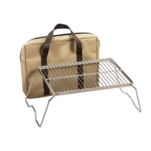 REDCAMP Folding Campfire Grill 304 Stainless Steel Grate, Heavy Duty Portable Camping Grill with Legs Carrying Bag, Medium/Large