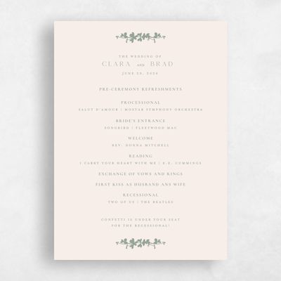 Sage, Green Wedding Program - Matienzo