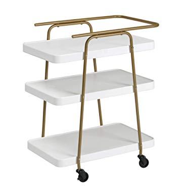 COSCO Stylaire 3 Tier Serving Cart, White & Gold