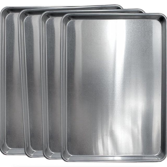 Commerical Quality Cookie Sheet Pan - 4 Pack Aluminum Half Sheet Baking Pan by Saffron & Sage Home Living - This 18x13 Baking Sheet Set is Rust & Warp Resistant, Heavy Duty, of Thick Gauge