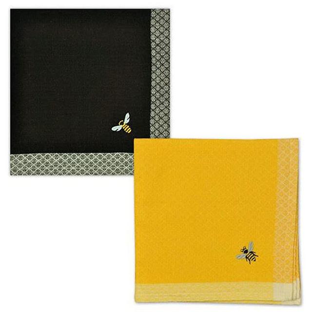 Design Imports Honey Bee Table Linens Simple Bee Embroidered Yellow and Black Cotton Napkins 20-inch by 20-Inch, Set of 4