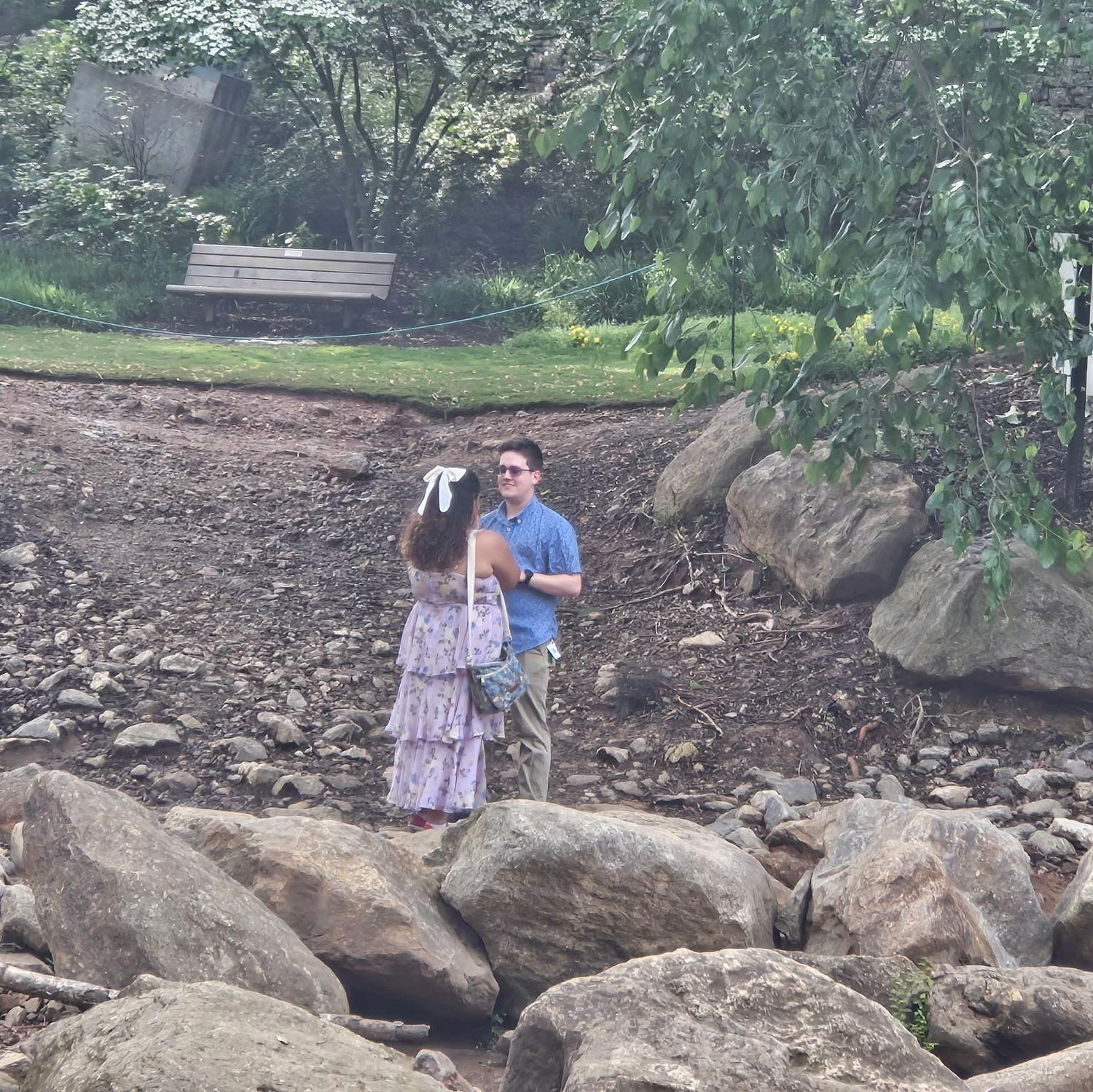 4/2025 We had tickets to a comedy show and I planned to drag her to falls park to propose first. but not without thorough convincing it wasn't actually happening.