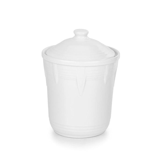 Fiesta® Medium Chevron Canister (2 qt) – Durable Ceramic, Lead-Free, Dishwasher/Microwave/Oven Safe – Made in USA Dinnerware - White