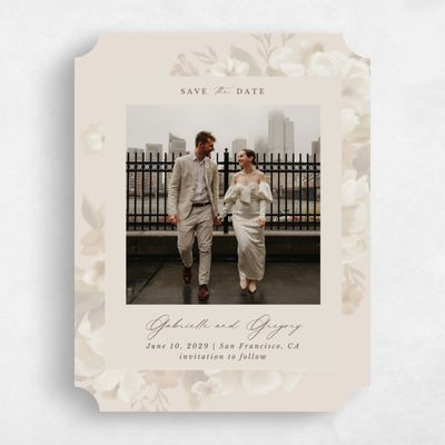 Beige Ticket Wedding Save the Date - Canopy Portrait