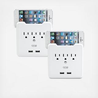 Wall Tap Surge Protector with Device Cradle, Set of 2