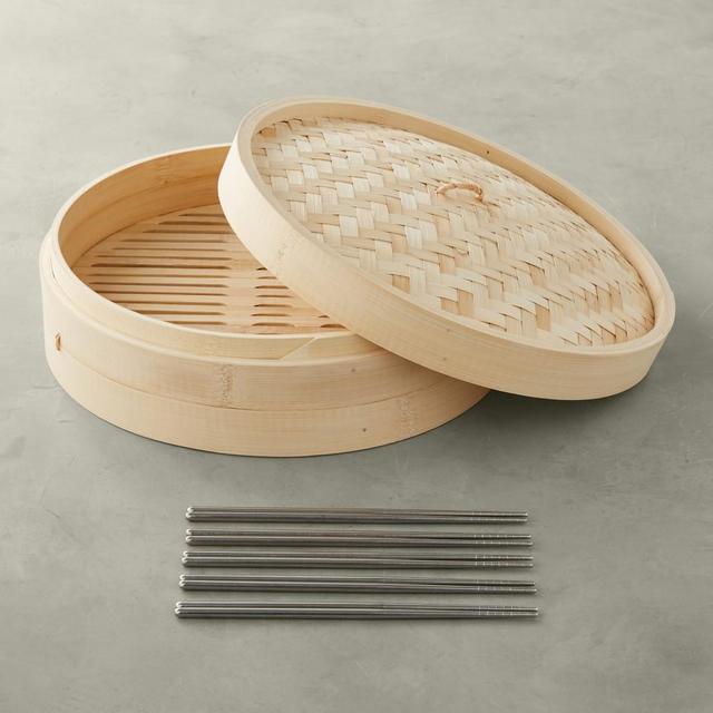 Bamboo Steamer and Chopsticks Set