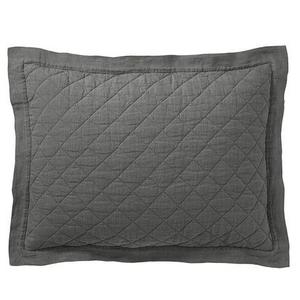 Belgian Flax Linen Diamond Quilt & Sham - Charcoal- King