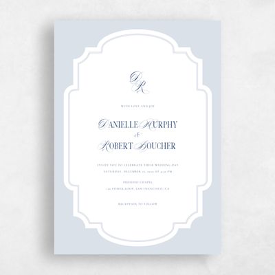 Blue Bordered Wedding Invitation - Marisol Classic