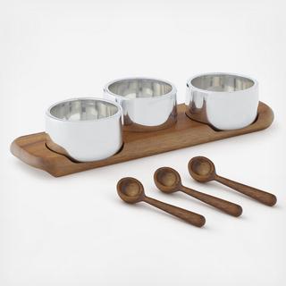 Triple Condiment Server with Spoons