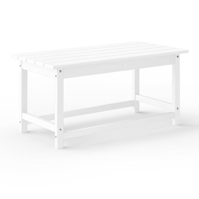 WestinTrends Malibu Outdoor Coffee Table, 35" x 17.5" All Weather Poly Lumber Patio Adirondack Coffee Table for Garden Lawn Porch Balcony, White