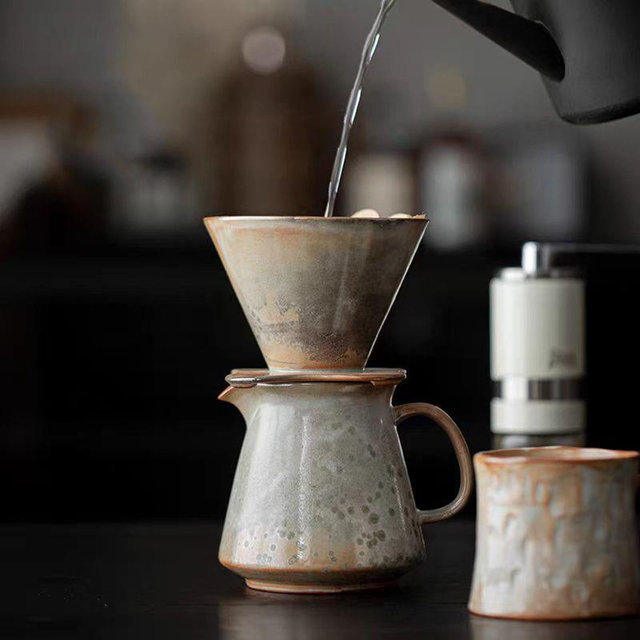 Handcrafted coffee Pour-Over Set: Ceramic V60 Dripper and Coffee Server