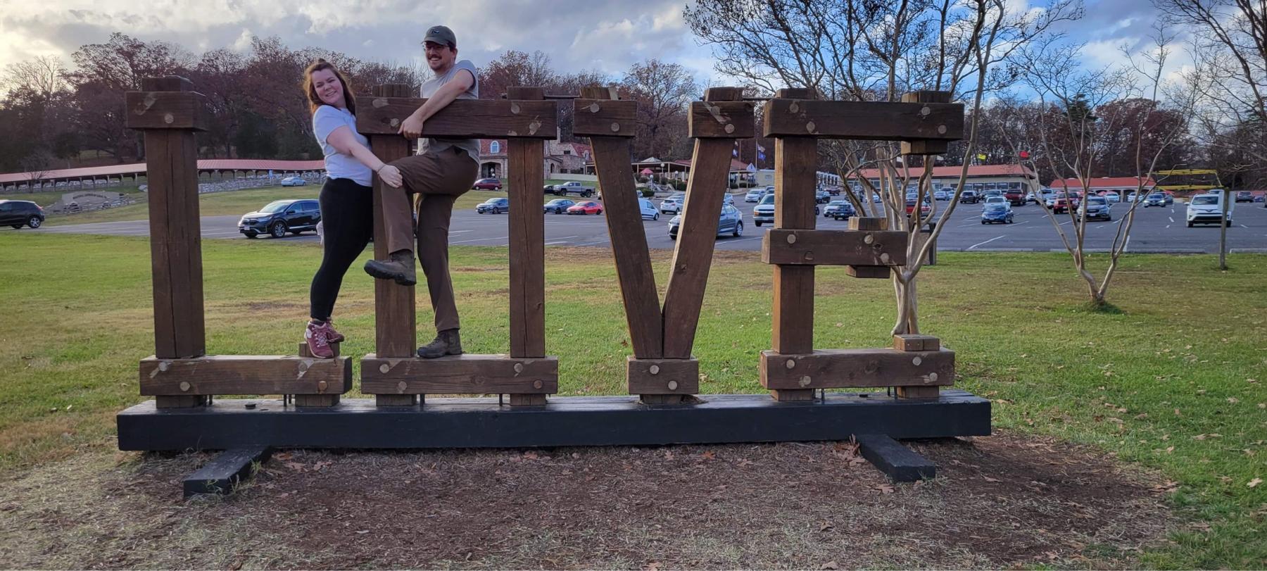 We took this photo outside of Lurray Caverns in Shenendoah National Park adter two of our dearest friends got engaged!