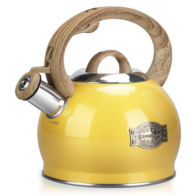 Hauce Radio Stovetop Tea Kettle, 2.1 Quart Stove Top Whistling Tea Kettles,Water Teapot Induction Tea Kettle with Food Grade Stainless Steel and Silicone Anti-Hot Handle, Suitable for All Heat Sources