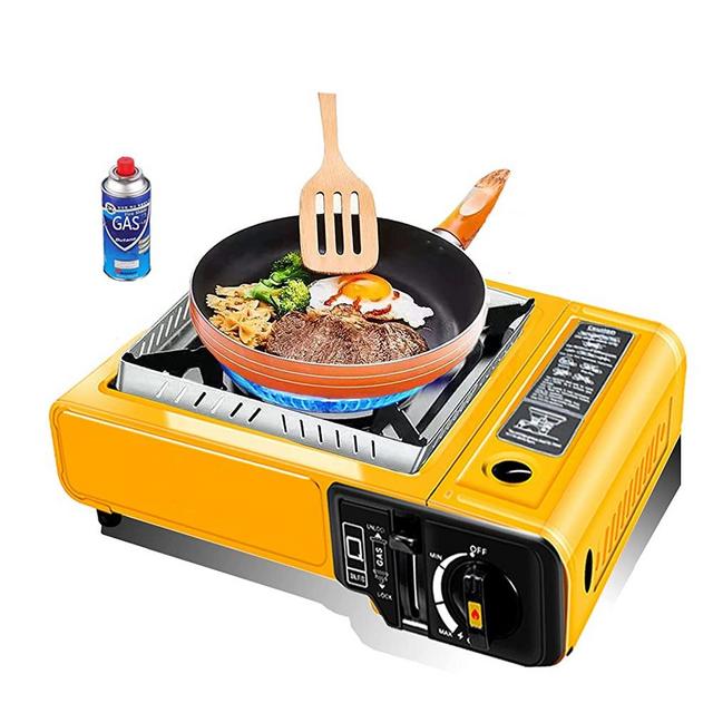 Auchq New Butane Camping Stove, Dual Windproof Portable Gas Stove,10000 BTU, Portable Backpacking Gas Stove ,Single Burner Great for Camping,Travel,Fishing,Family Emergency