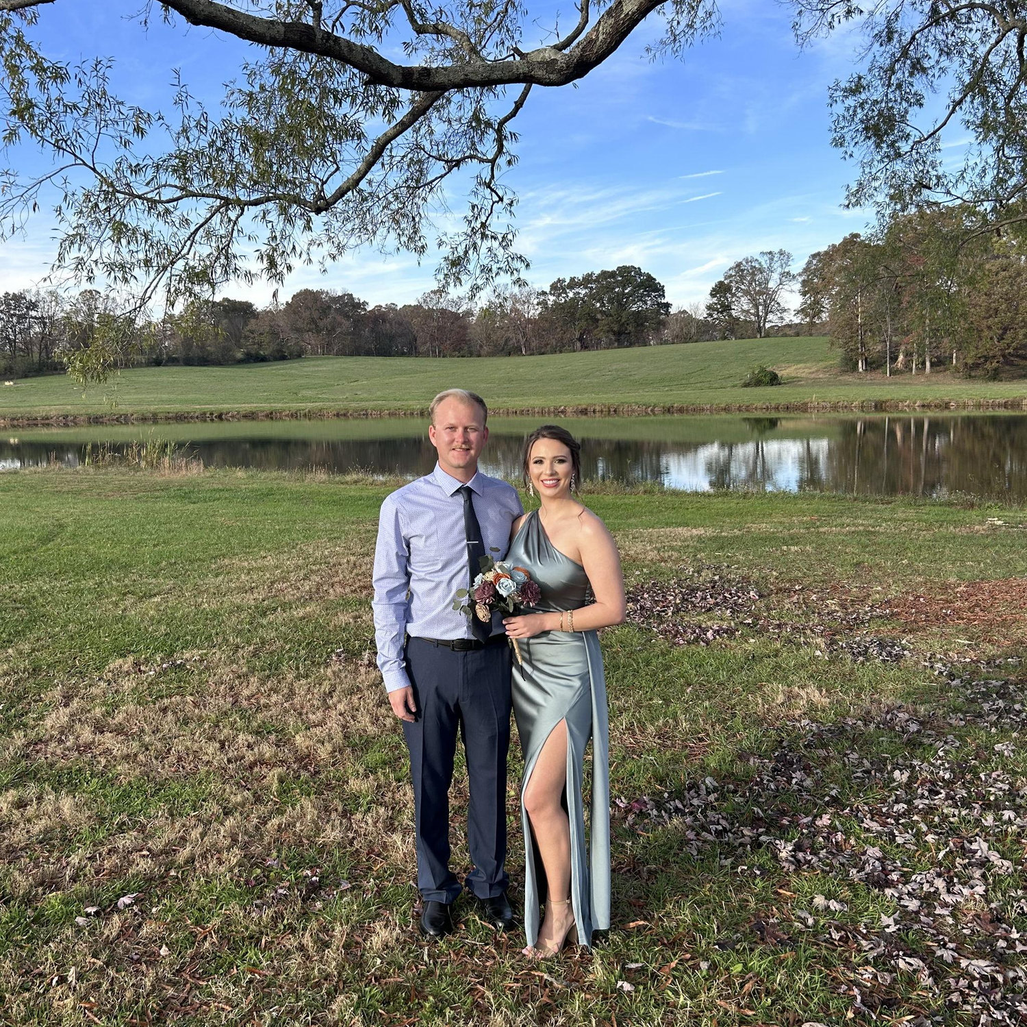 5 months before we got engaged, I caught the bouquet at his sisters wedding!