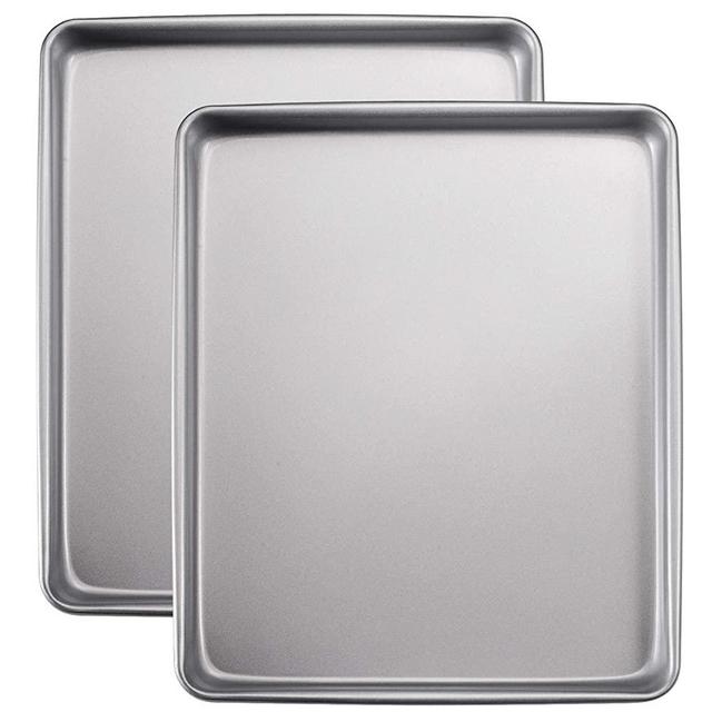JOHO Baking Sheet Pans Cookie Sheets,Nonstick Bakeware Set of 2,Professional Baking Pan Set for Oven,2-Piece,Silver