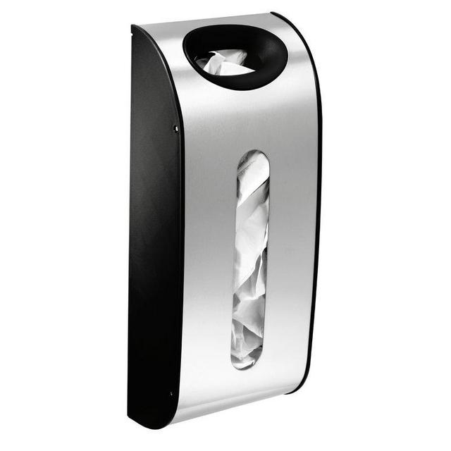 Wall Mount Grocery Bag Dispenser, Brushed Stainless Steel