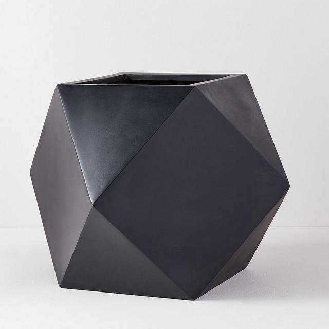 Faceted Modern Planters, Black, Large