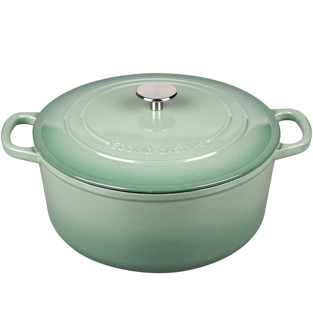 EDGING CASTING Enameled Dutch Ovens Cast Iron Dutch Oven Pot with Lid for Bread Baking, Cook, Dual Handle, 7 Quart, Sage Green