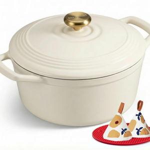 Overmont Enameled Cast Iron Dutch Oven