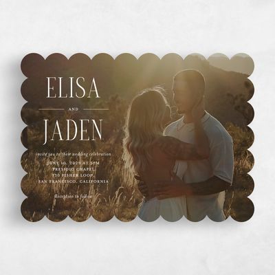 White Scalloped Wedding Invitation - Cole Photo