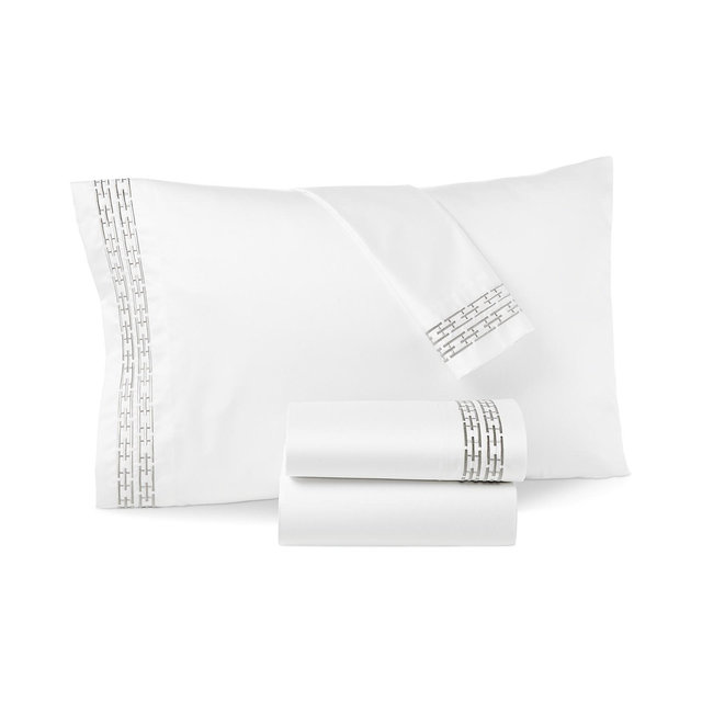 Hotel Collection Chain Links Embroidered 100% Pima Cotton Pillowcase, King, Exclusively at Macy’s