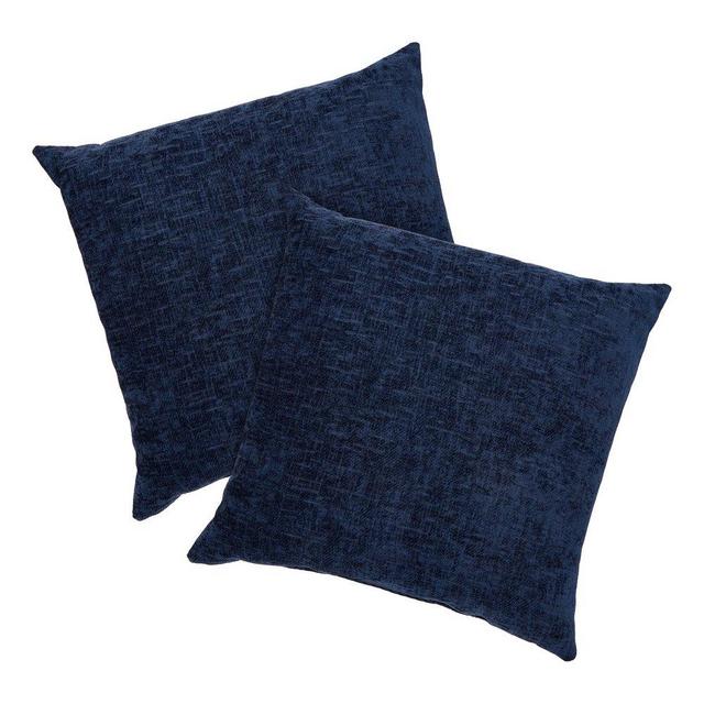 Mainstays Chenille Decorative Square Throw Pillow, 18" x 18", Navy, 2 Pack