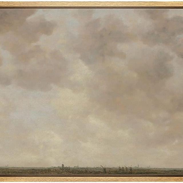 MUDECOR Framed Canvas Print Wall Art Pastel Gray Cloud Country Skyline Nature Wilderness Illustrations Realism Decorative Scenic Panoramic Earth for Living Room, Bedroom, Office - 24"x36" Natural