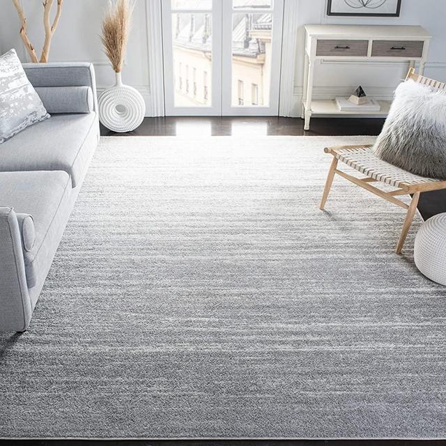 SAFAVIEH Adirondack Collection 9' x 12' Light Grey/Grey ADR113C Modern Ombre Non-Shedding Living Room Bedroom Dining Home Office Area Rug