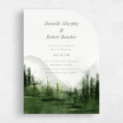 Green Half arch Wedding Invitation - Grove Portrait