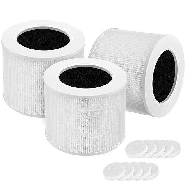 3 Pack Core Mini Replacement Filter, Compatible with LEVOIT Core Mini Air Purifier, 3-in-1 H13 Grade True HEPA Filter Replacement, Core Mini-RF White
