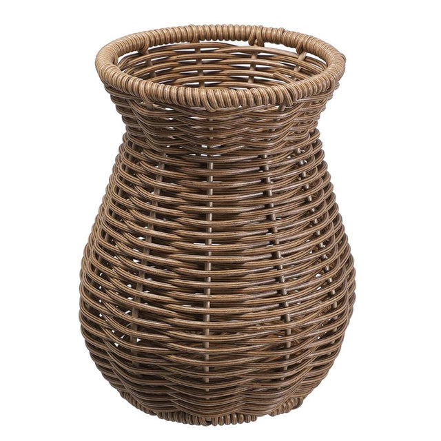 Cabilock Rattan Vase for Decor Woven Vase Flower Arrangement Country Rustic Style Rattan Flower Basket for Tabletop Centerpiece Home Decor, 5.70 X 4.72 X 4.72 Inches
