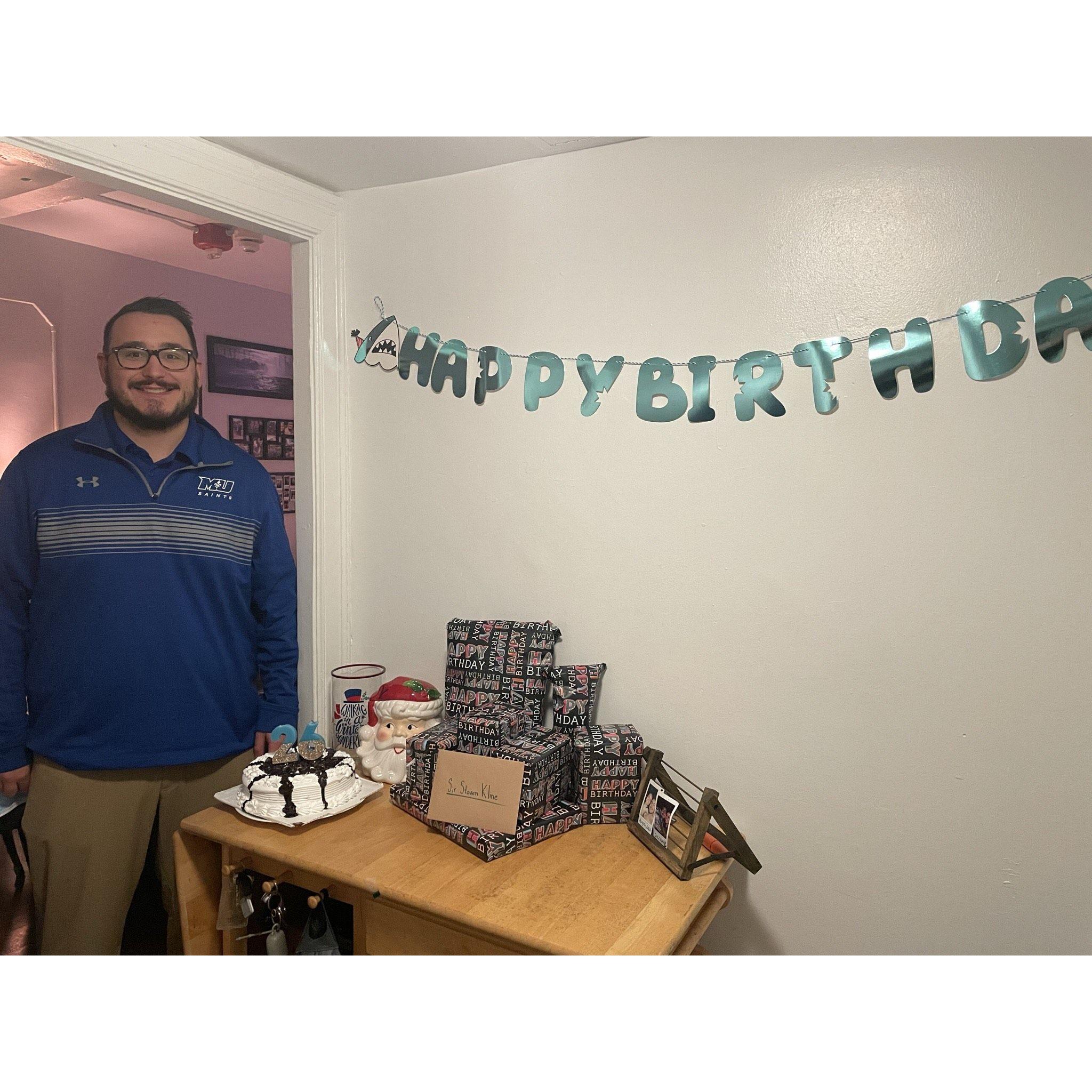 Steve's 26th birthday, and the start of our birthday cake tradition