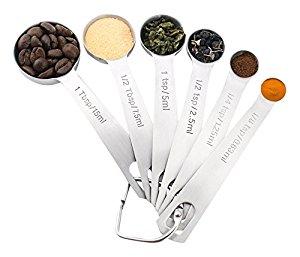 1Easylife 18/8 Stainless Steel Measuring Spoons, Set of 6 for Measuring Dry and Liquid Ingredients