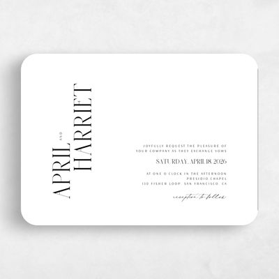 White Rounded Wedding Invitation - Andes Landscape