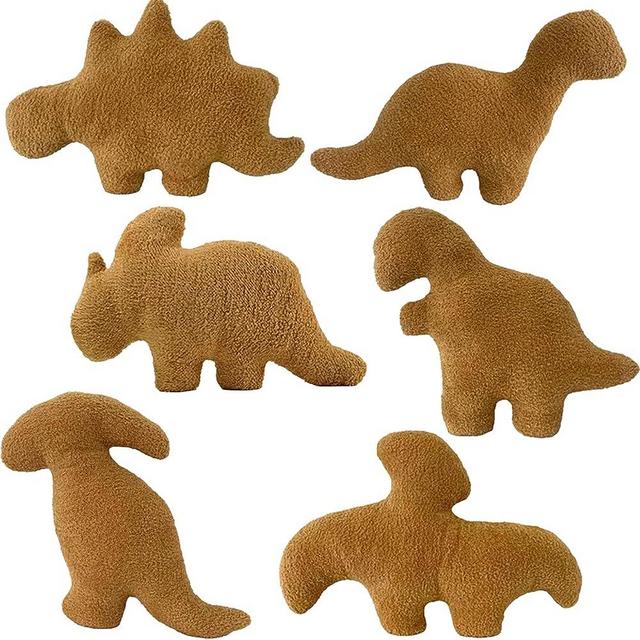 Lixzuch 6 Packs Mini Dino Nugget Pillow Plush, 8.8 inches Dino Chicken Nugget Pillow Stuffed Animal Plush Toy, Dino Nugget Plush Dinosaur Party Decoration Birthday Gift for Kids Boys Girls