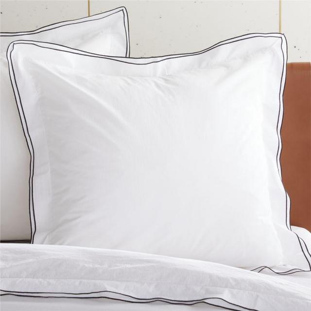 Overlock Black Trim Euro Shams Set of 2