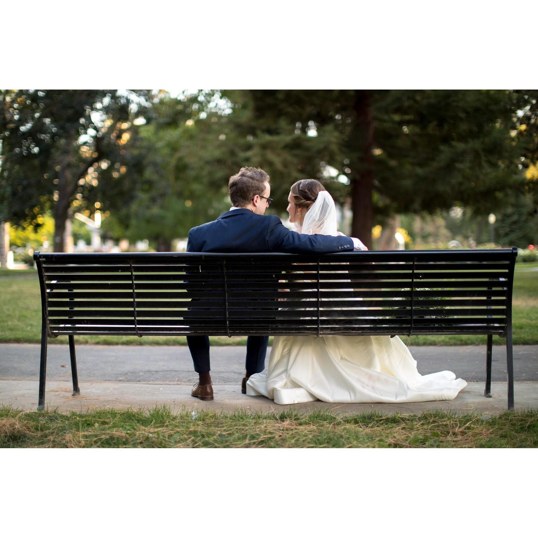 Steve & Rachel reflecting at Capitol park, post ceremony