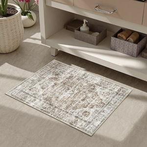 Uphome Bathroom Rugs Bath Mat, Khaki/Red Brown 1'8"x2'8"