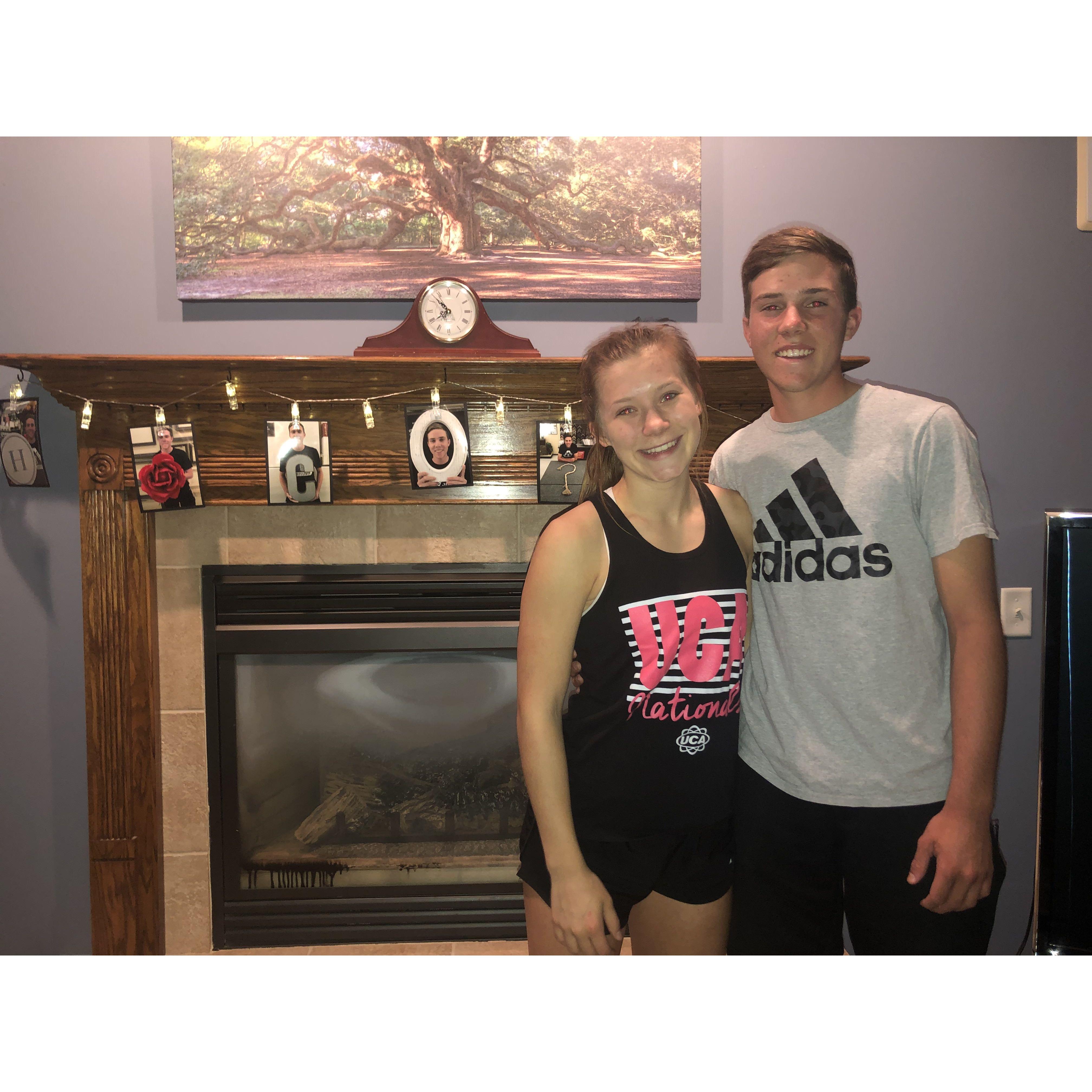 Carson asking Ella to junior year homecoming by surprising her after cheer practice on September 16th, 2019