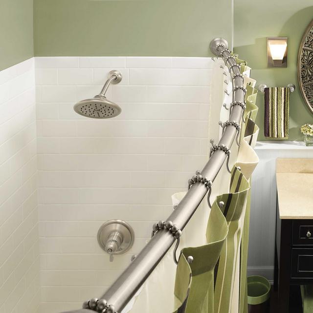 Moen® Adjustable Curved Brushed Nickel Shower Rod