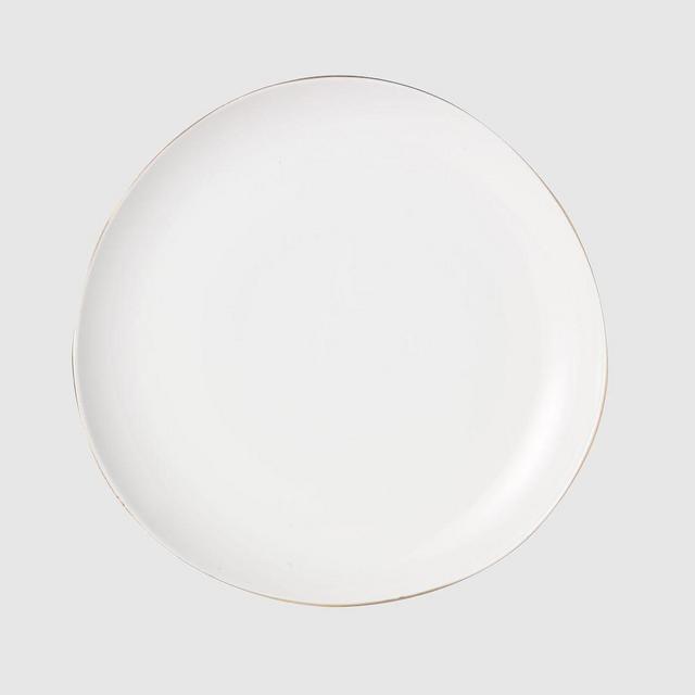 Organic Rimmed Dinnerware, Dinner Plate, Set of 4, Gold Rim