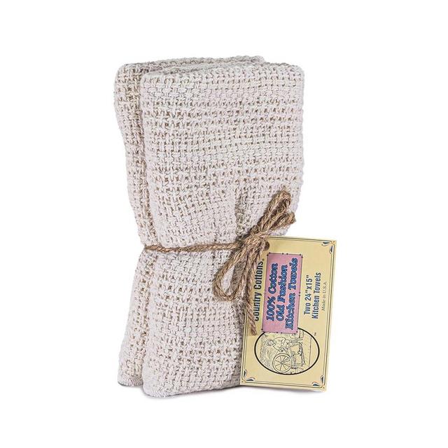 Country Cottons Old Fashion 100% Cotton Kitchen Towels - Set of 2-24"x15" (Natural)