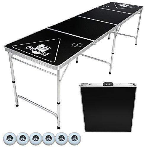 GoPong 8 Foot Portable Beer Pong / Tailgate Tables (Black, Football, American Flag, or Custom Dry Erase)