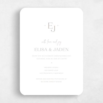 Grey Rounded Wedding Invitation - Bayway Portrait Letterpress