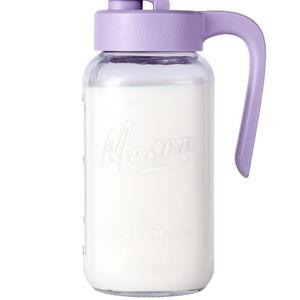 Mason Jar Pitcher - Airtight & Leakproof Glass Pitcher with Lid, Perfect for Breastmilk, Cold Brew, and Sun Tea, 2 Quart (64 oz) Mason Jar with Pour Spout Lid